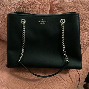 Kate spade black shoulder bag with gold chain